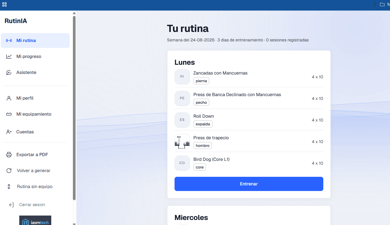 RutinIA — App de Entrenamiento Inteligente